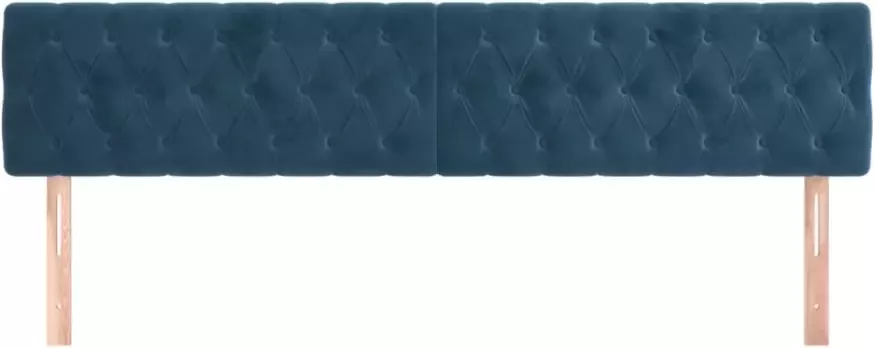 VIDAXL Hoofdborden 2 st 100x7x78 88 cm fluweel donkerblauw - Foto 4