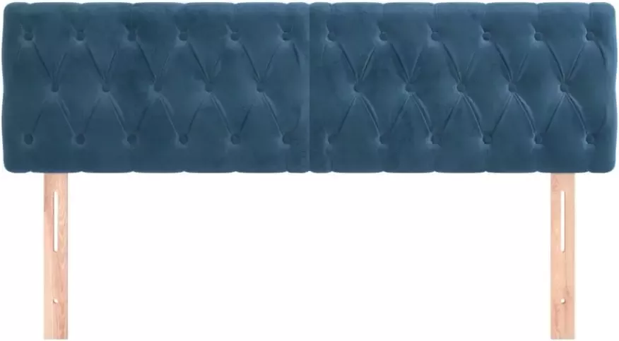 VIDAXL Hoofdborden 2 st 72x7x78 88 cm fluweel donkerblauw - Foto 4