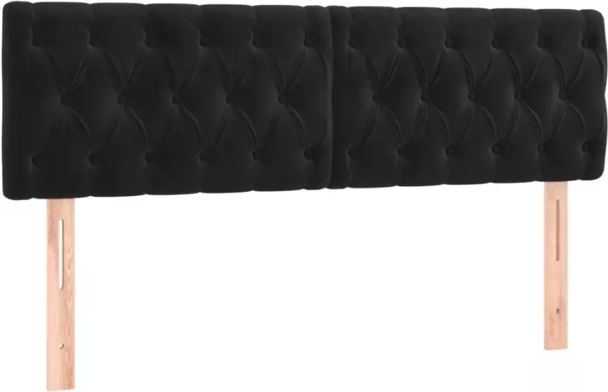 VIDAXL Hoofdborden 2 st 72x7x78 88 cm fluweel zwart - Foto 3