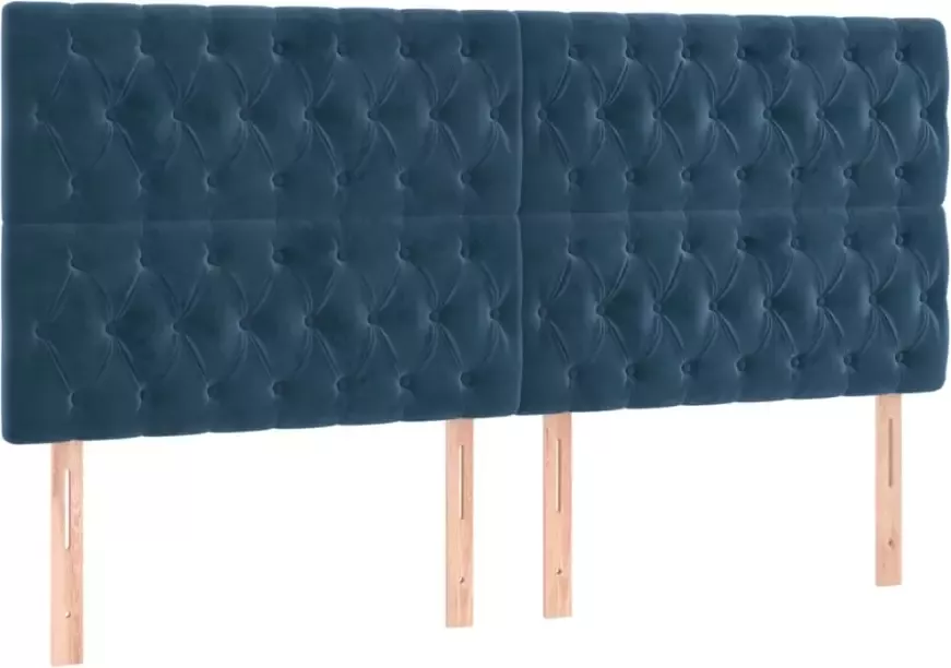 VIDAXL Hoofdborden 4 st 100x7x78 88 cm fluweel donkerblauw - Foto 5