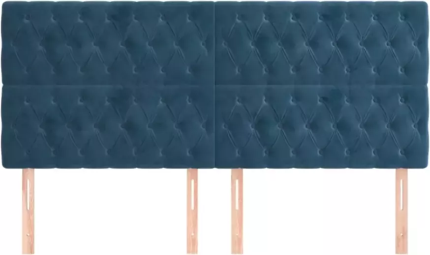 VIDAXL Hoofdborden 4 st 100x7x78 88 cm fluweel donkerblauw - Foto 4