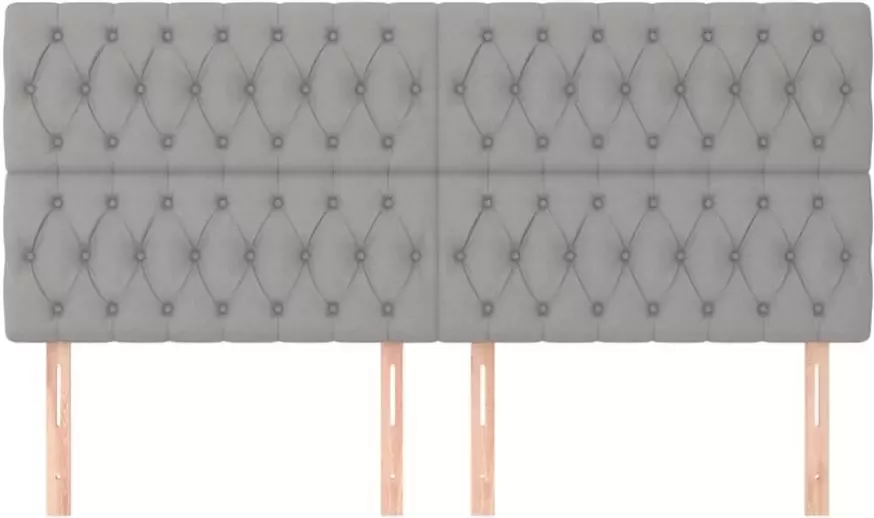 VIDAXL Hoofdborden 4 st 100x7x78 88 cm stof lichtgrijs - Foto 3
