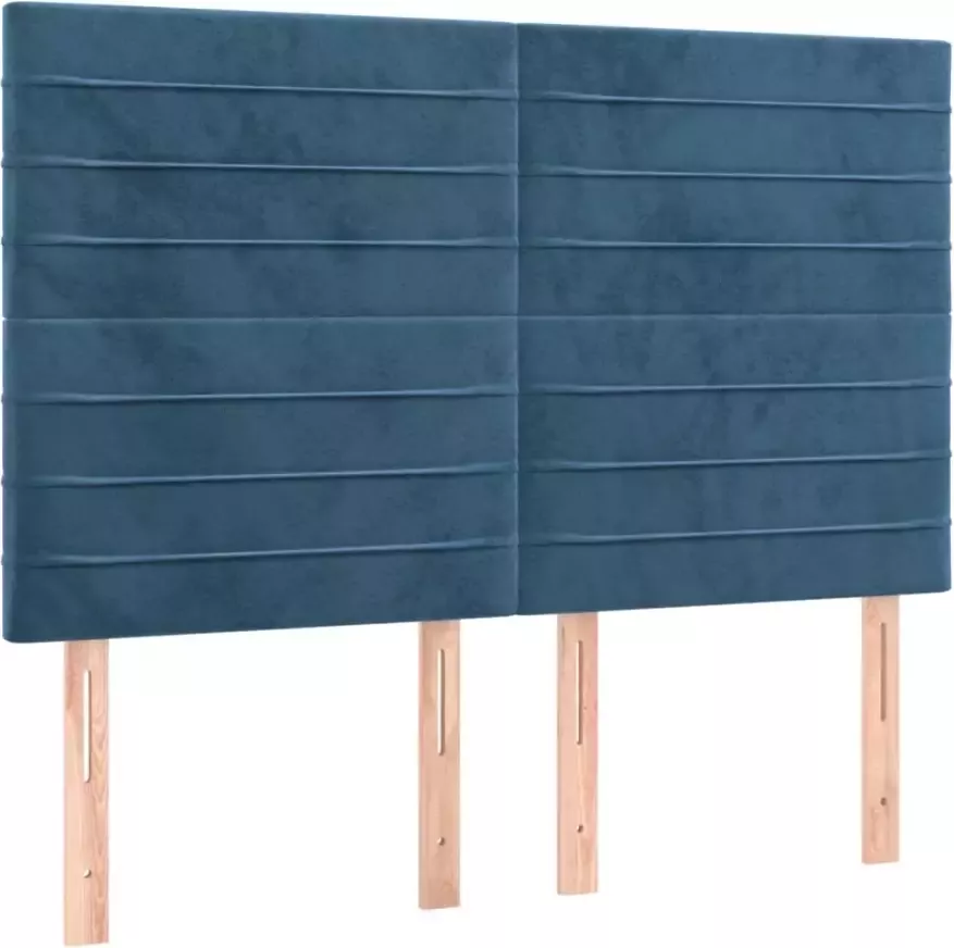 VIDAXL Hoofdborden 4 st 72x5x78 88 cm fluweel donkerblauw - Foto 4