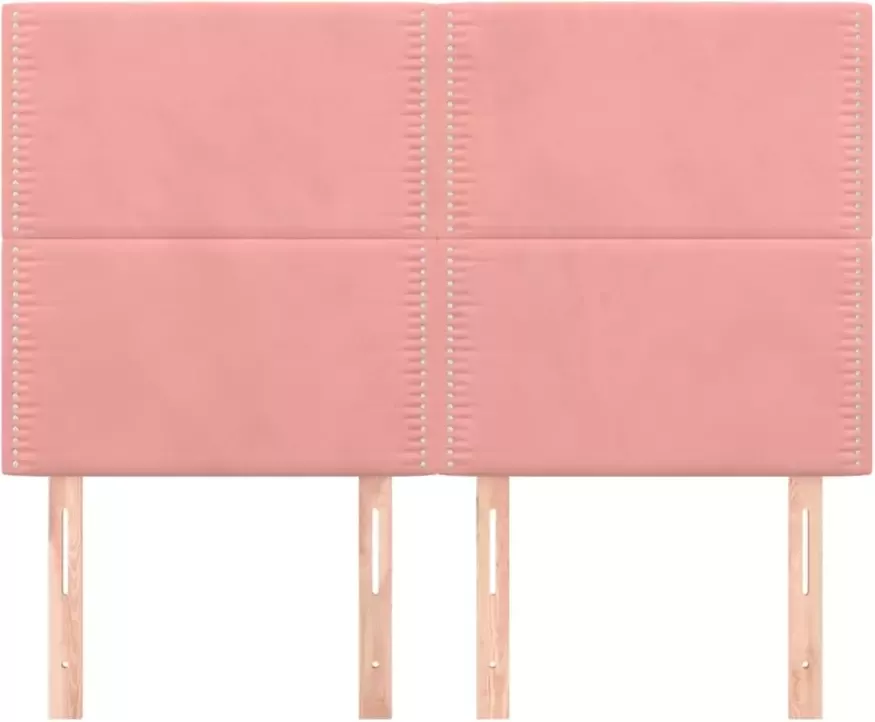 VIDAXL Hoofdborden 4 st 72x5x78 88 cm fluweel roze - Foto 4