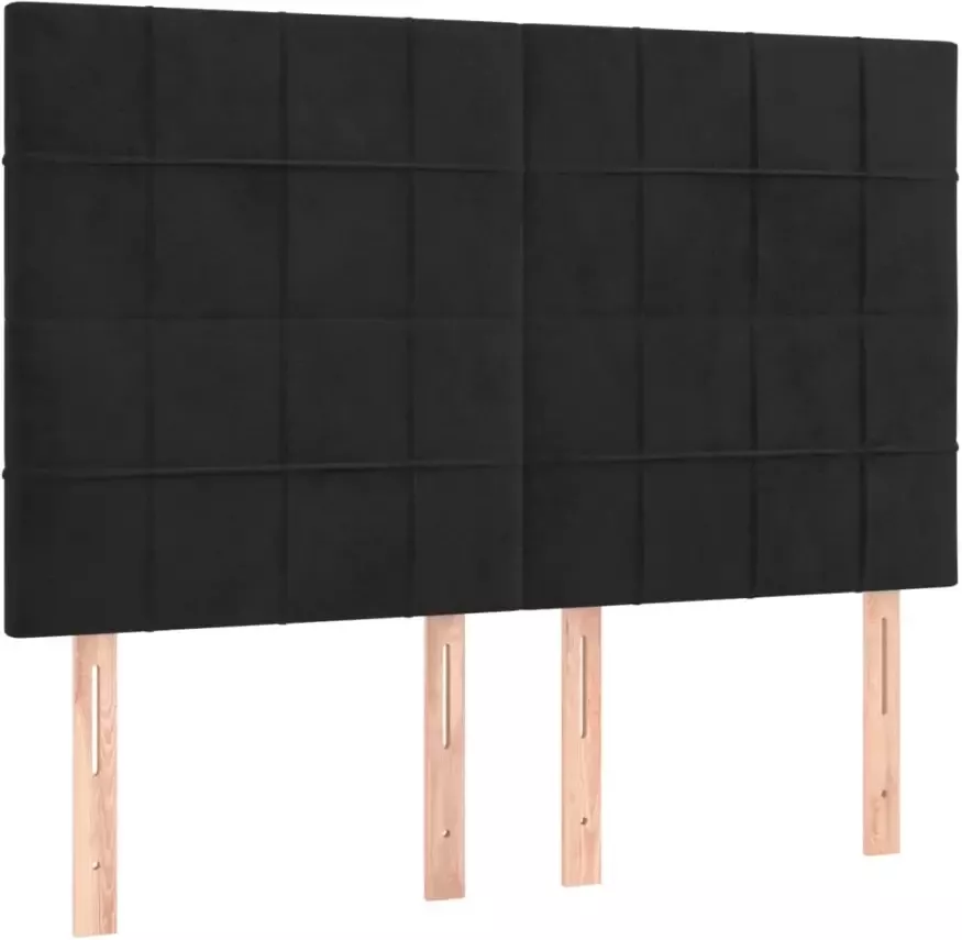 VIDAXL Hoofdborden 4 st 72x5x78 88 cm fluweel zwart - Foto 5