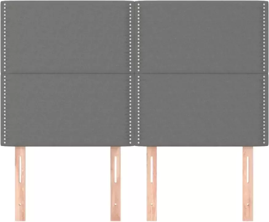 VIDAXL Hoofdborden 4 st 72x5x78 88 cm stof donkergrijs - Foto 4