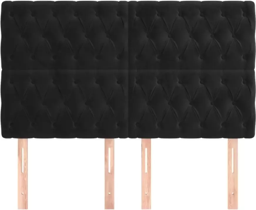 VIDAXL Hoofdborden 4 st 72x7x78 88 cm fluweel zwart - Foto 3