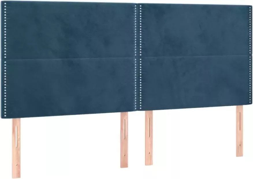 VIDAXL Hoofdborden 4 st 80x5x78 88 cm fluweel donkerblauw - Foto 3