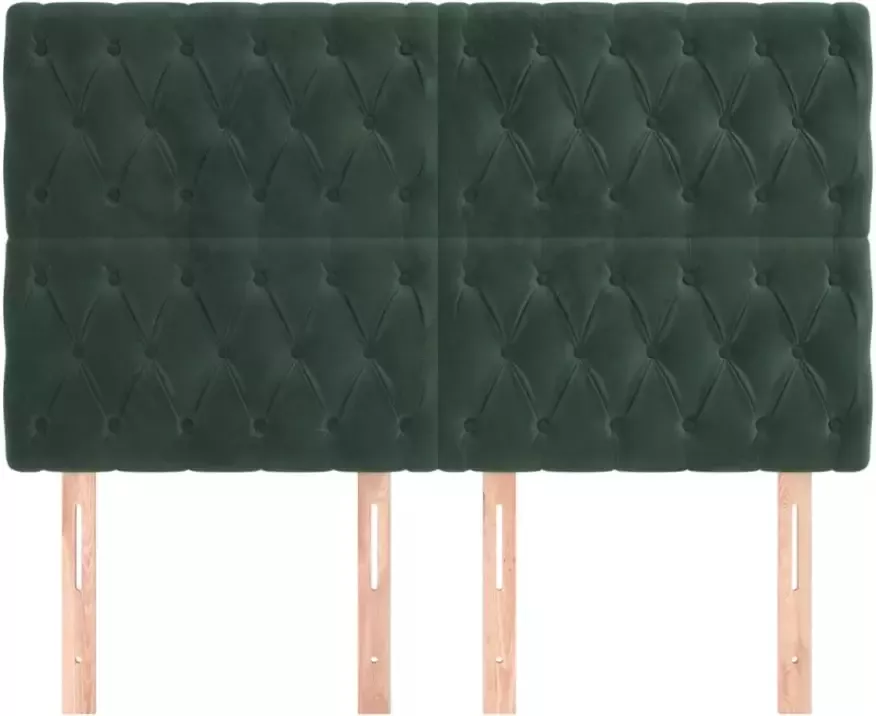VidaXL Hoofdborden 4 st 80x7x78 88 cm fluweel donkergroen - Foto 4