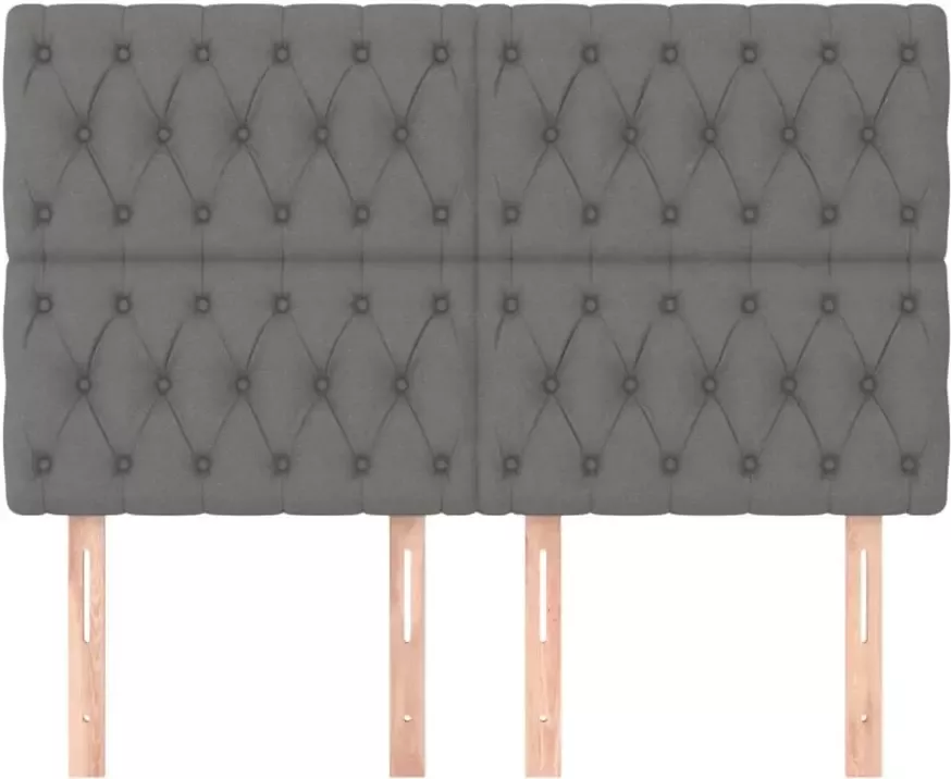 VidaXL Hoofdborden 4 st 80x7x78 88 cm stof donkergrijs - Foto 4