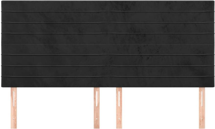 VIDAXL Hoofdborden 4 st 90x5x78 88 cm fluweel zwart - Foto 5