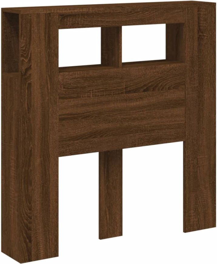 VidaXL Hoofdeinde met LED 100x18 5x103 5 cm bewerkt hout bruineiken Hoofdbord Met LED Hoofdborden Met LED Hoofdbord Bed - Foto 3