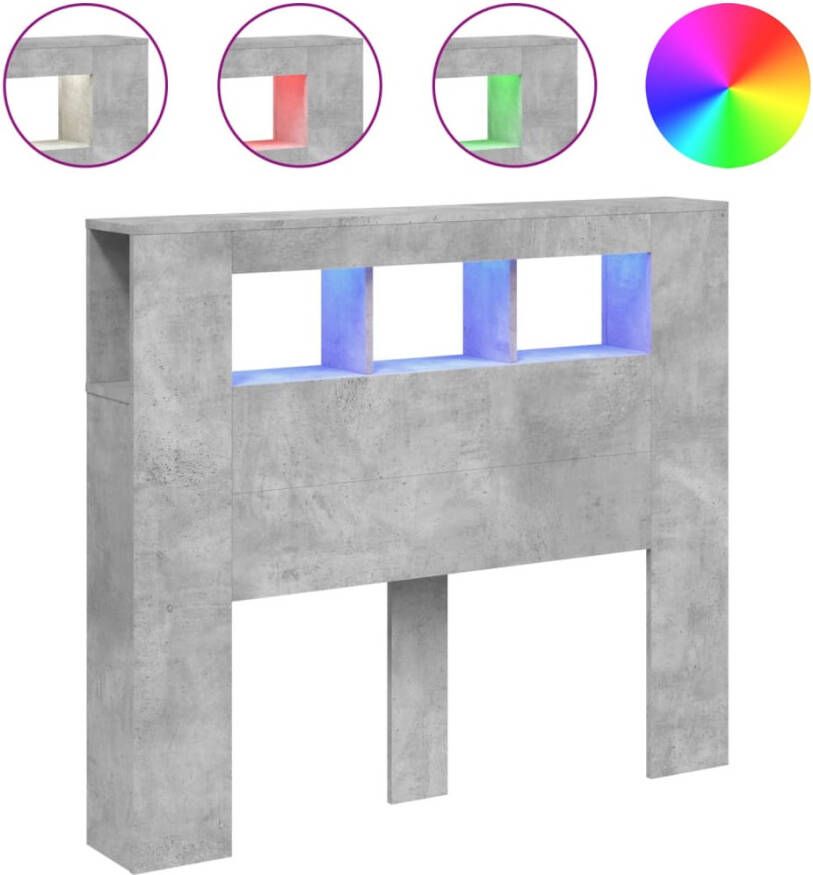 VIDAXL Hoofdeinde met LED 120x18 5x103 5 cm bewerkt hout betongrijs - Foto 2