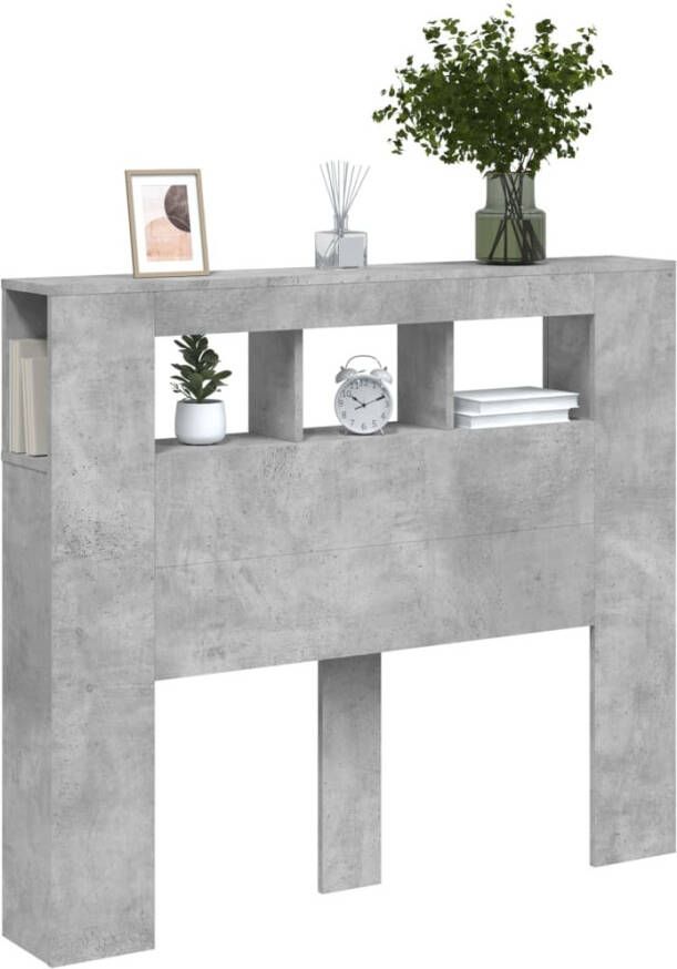 VIDAXL Hoofdeinde met LED 120x18 5x103 5 cm bewerkt hout betongrijs - Foto 3