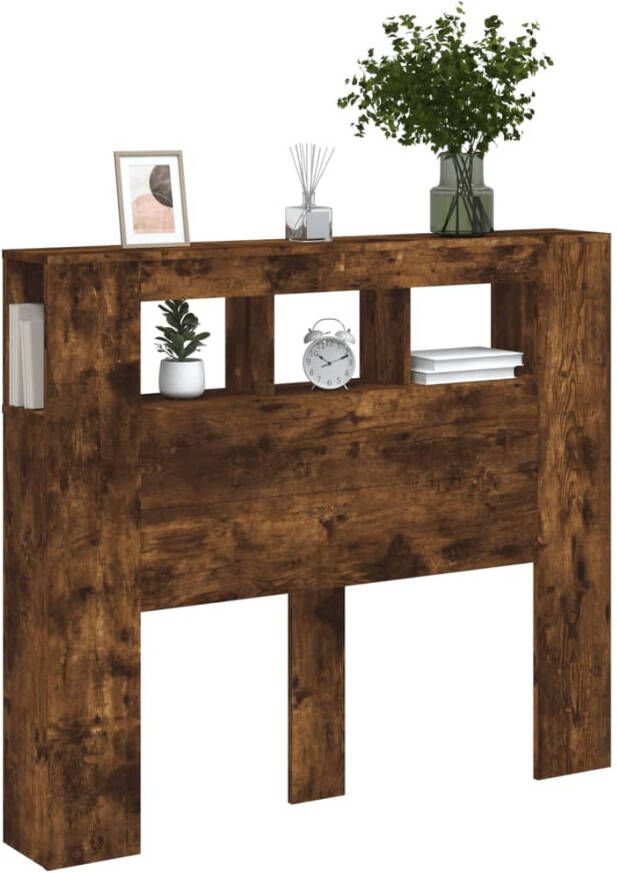 VIDAXL Hoofdeinde met LED 120x18 5x103 5 cm bewerkt hout gerookt eiken - Foto 2