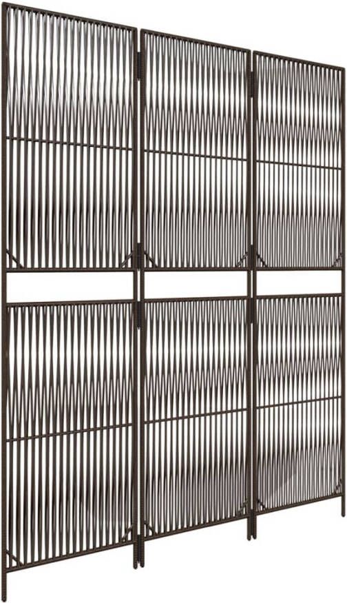 VidaXL -Kamerscherm-3-panelen-poly-rattan-bruin - Foto 4