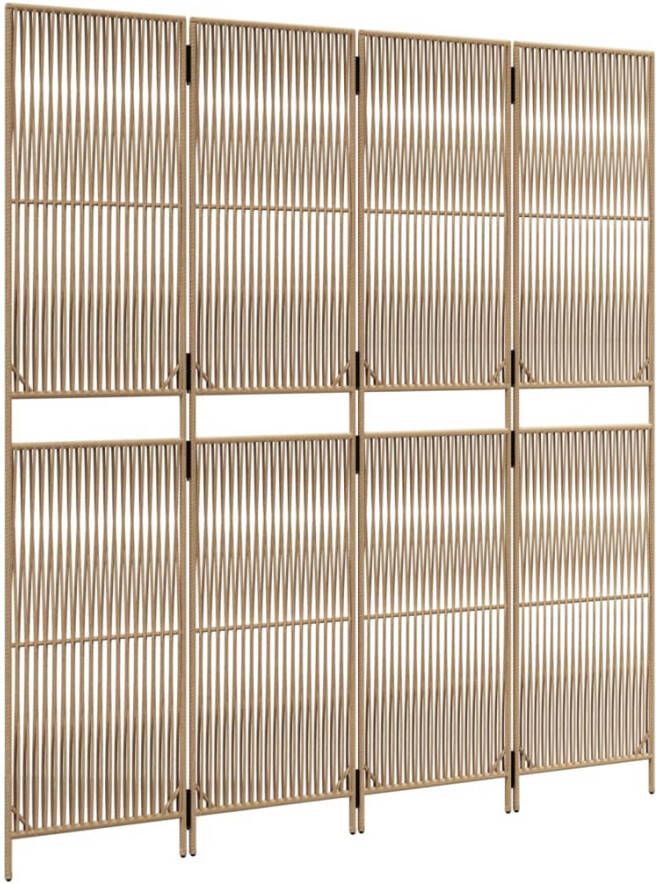 VidaXL -Kamerscherm-4-panelen-poly-rattan-beige - Foto 4
