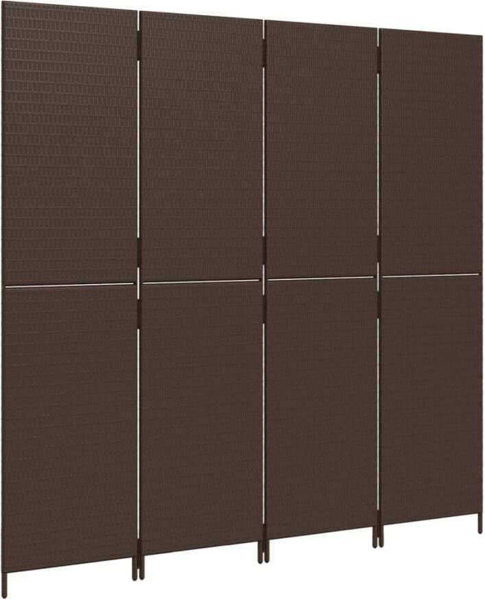 VidaXL -Kamerscherm-4-panelen-poly-rattan-bruin - Foto 2