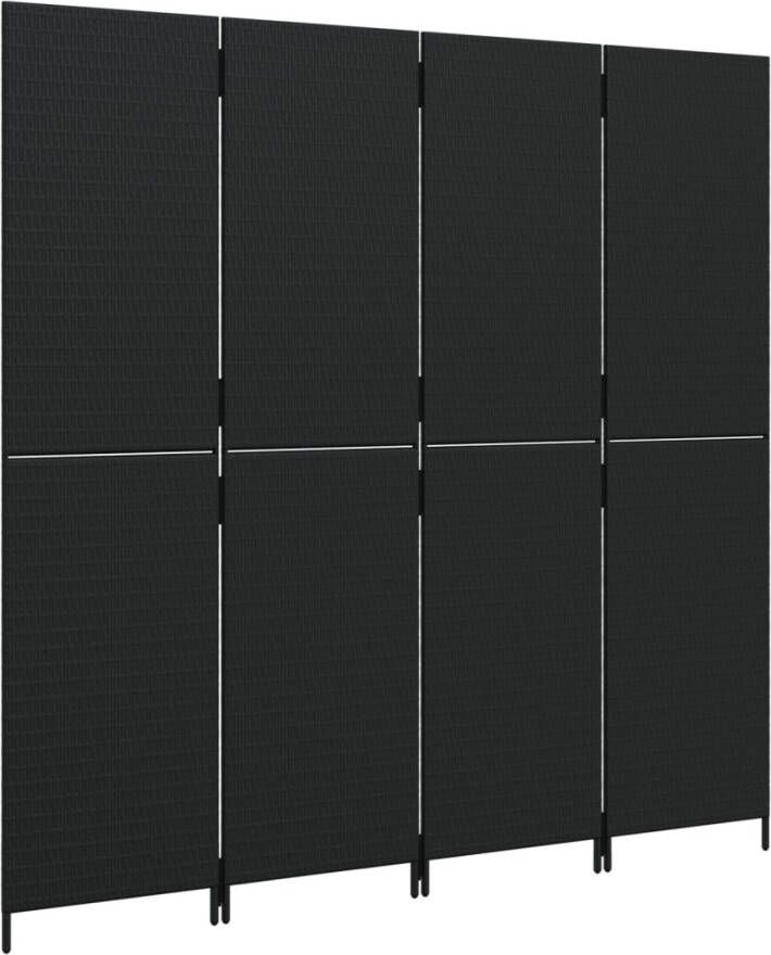 VidaXL -Kamerscherm-4-panelen-poly-rattan-zwart - Foto 2