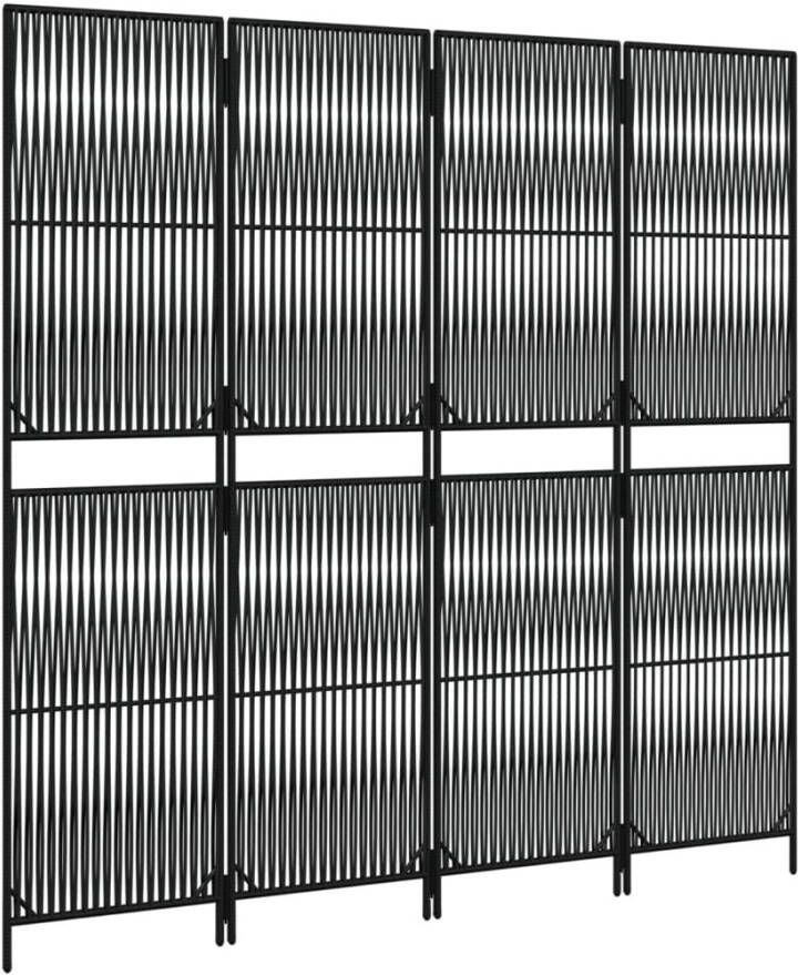 VidaXL -Kamerscherm-4-panelen-poly-rattan-zwart - Foto 4