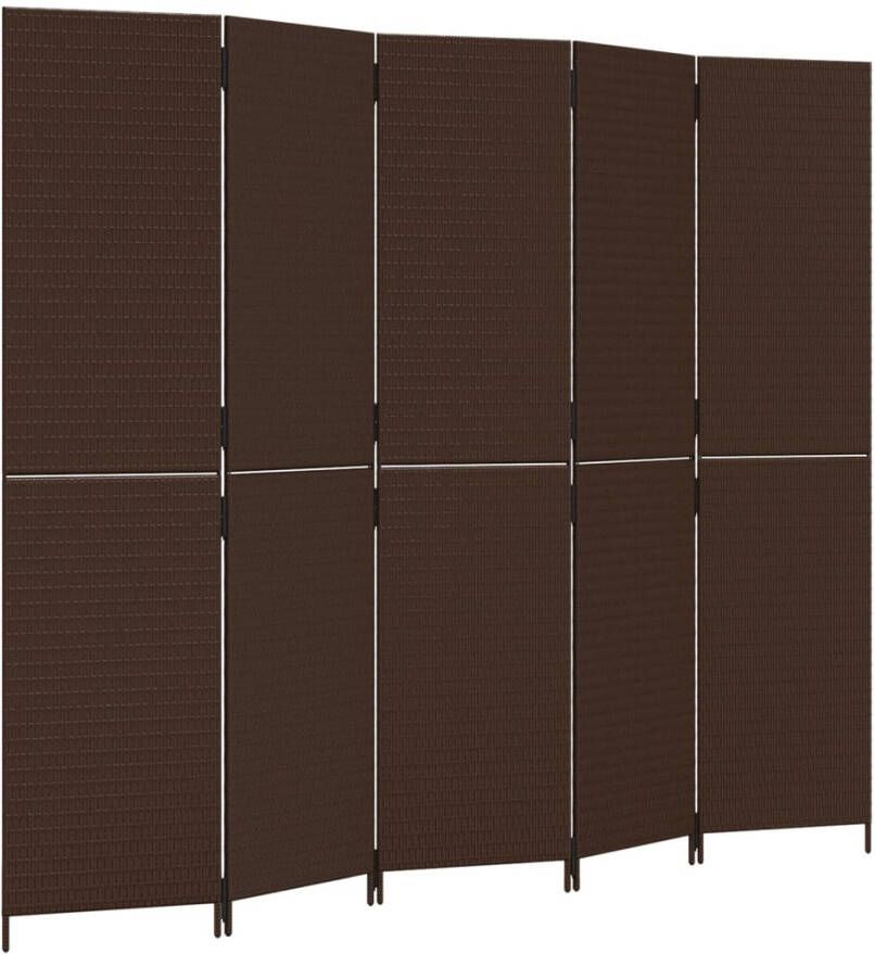 VidaXL -Kamerscherm-5-panelen-poly-rattan-bruin - Foto 2