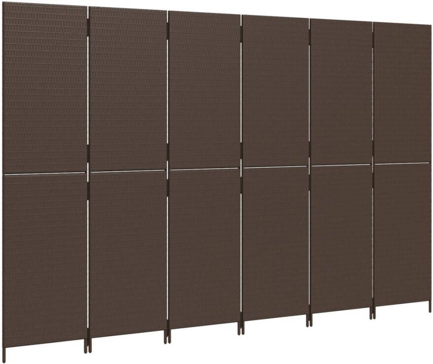 VidaXL -Kamerscherm-6-panelen-poly-rattan-bruin - Foto 7