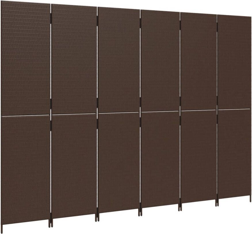 VidaXL -Kamerscherm-6-panelen-poly-rattan-bruin - Foto 4