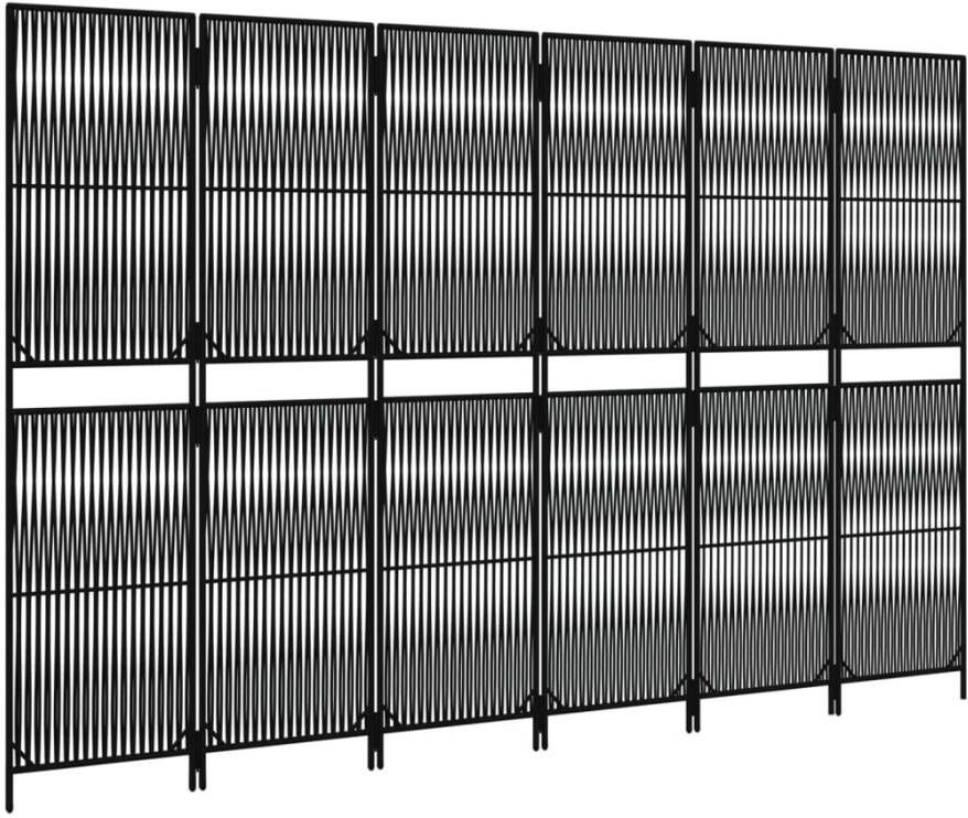 VidaXL -Kamerscherm-6-panelen-poly-rattan-zwart - Foto 4