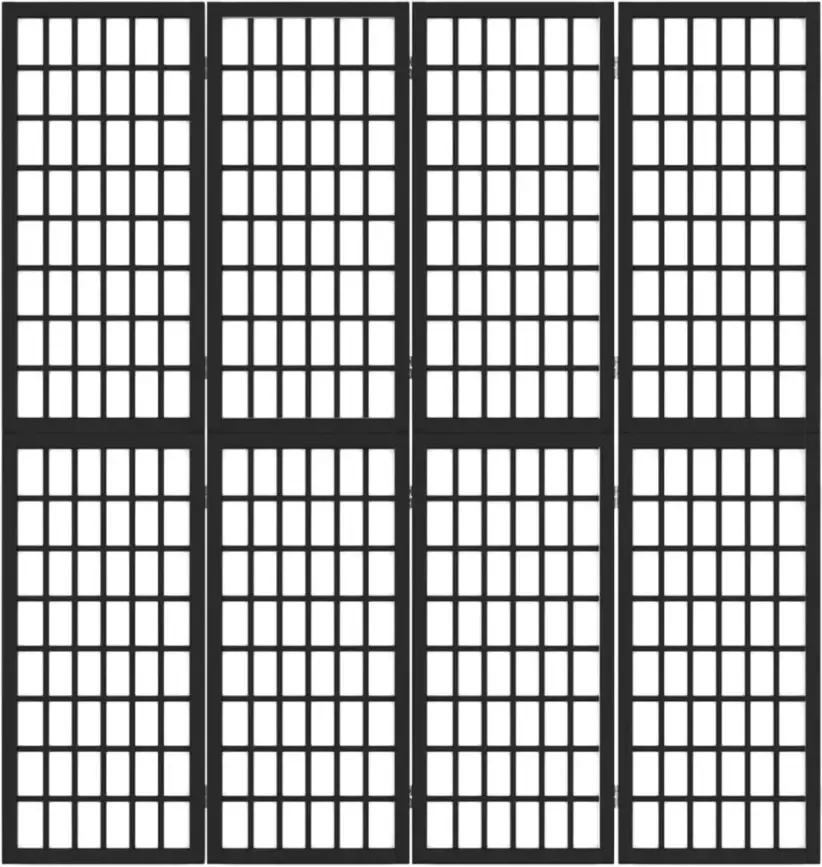 VidaXL -Kamerscherm-inklapbaar-4-panelen-Japanse-stijl-160x170-cm-zwart
