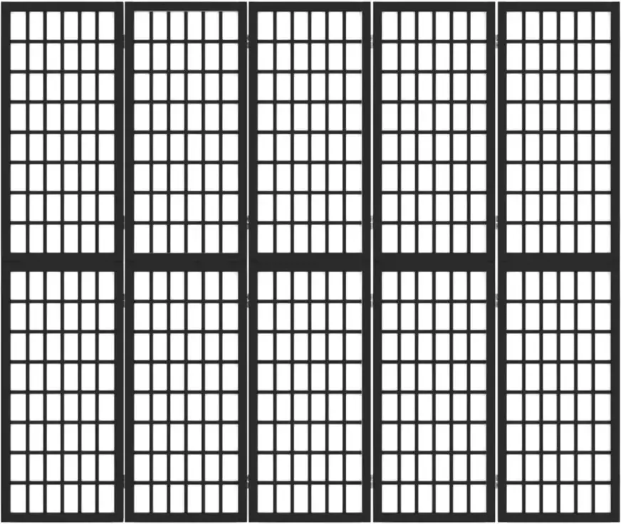 VidaXL -Kamerscherm-inklapbaar-5-panelen-Japanse-stijl-200x170-cm-zwart - Foto 4