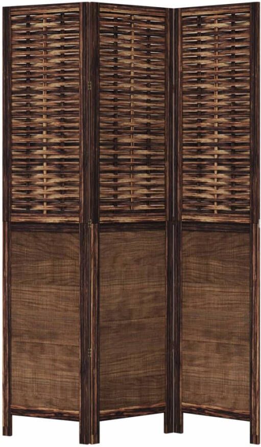 VidaXL -Kamerscherm-met-3-panelen-massief-paulowniahout-donkerbruin - Foto 2