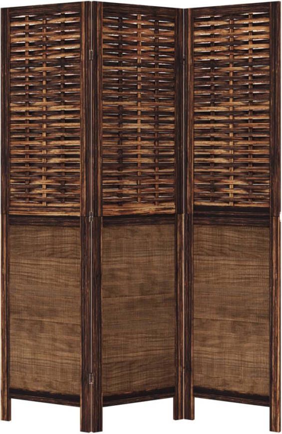 VidaXL -Kamerscherm-met-3-panelen-massief-paulowniahout-donkerbruin - Foto 4