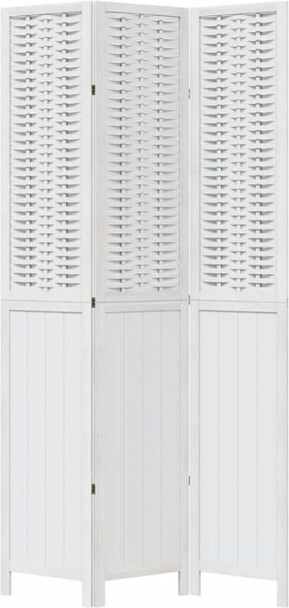 VidaXL -Kamerscherm-met-3-panelen-massief-paulowniahout-wit
