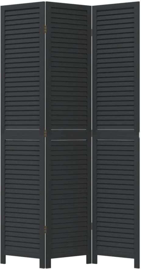VidaXL -Kamerscherm-met-3-panelen-massief-paulowniahout-zwart