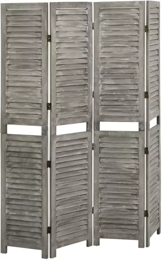 VidaXL -Kamerscherm-met-4-panelen-143x166-cm-massief-hout-grijs - Foto 3