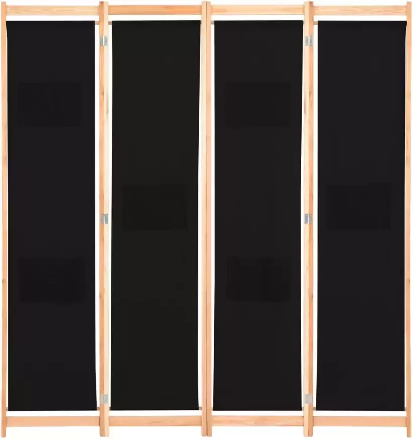 VidaXL -Kamerscherm-met-4-panelen-160x170x4-cm-stof-zwart - Foto 2