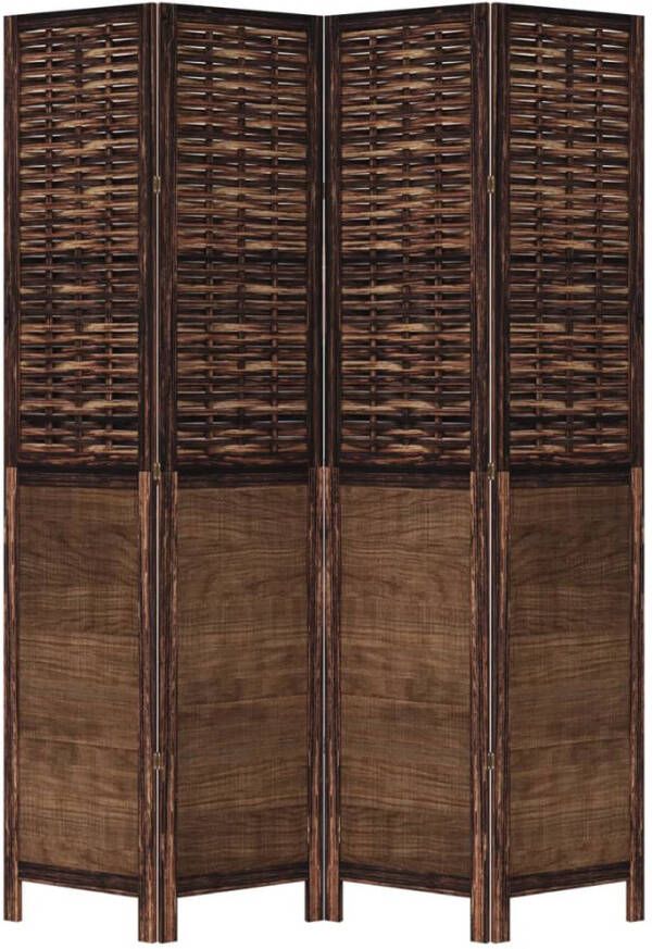 VidaXL -Kamerscherm-met-4-panelen-massief-paulowniahout-donkerbruin - Foto 2