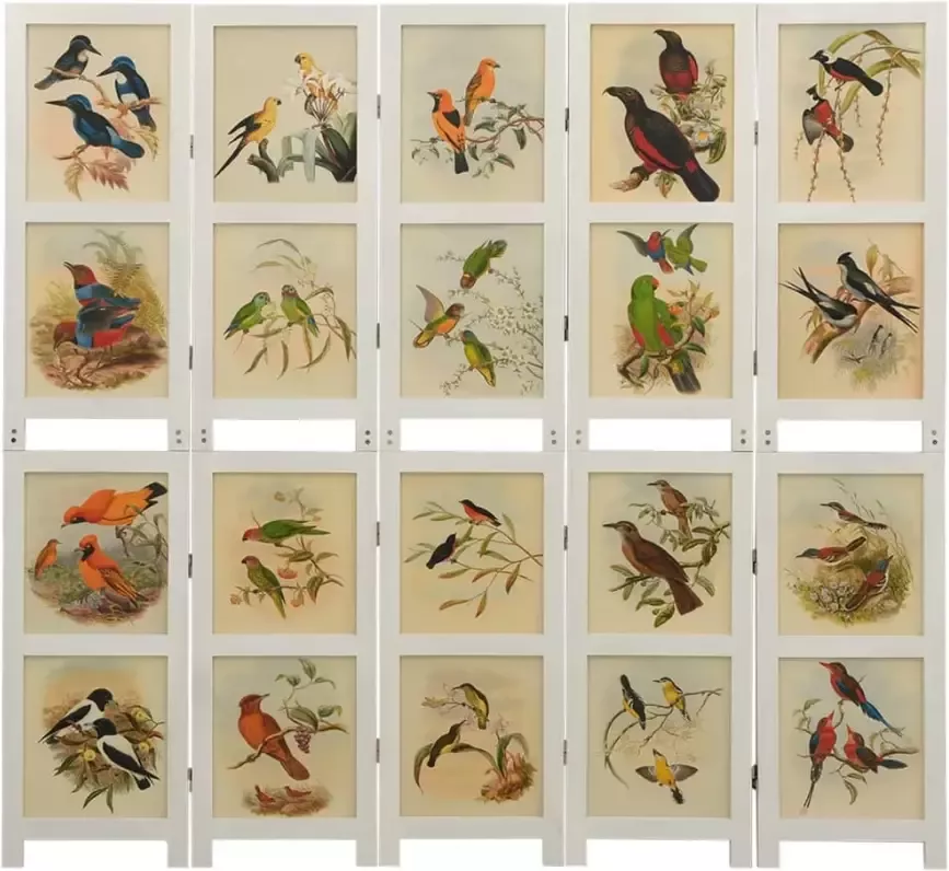 VidaXL -Kamerscherm-met-5-panelen-178x165-cm-massief-paulowniahout-wit - Foto 2