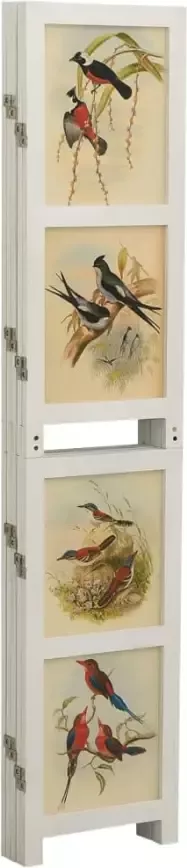 VidaXL -Kamerscherm-met-5-panelen-178x165-cm-massief-paulowniahout-wit - Foto 5