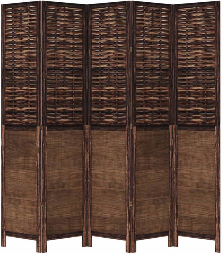 VidaXL -Kamerscherm-met-5-panelen-massief-paulowniahout-donkerbruin - Foto 2