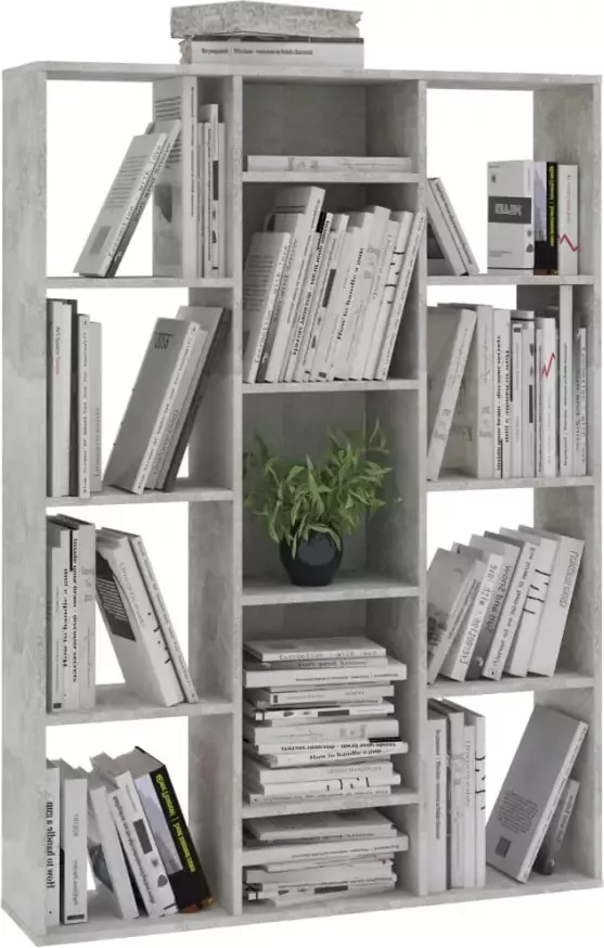 VidaXL -Kamerscherm boekenkast-100x24x140-cm-bewerkt-hout-betongrijs - Foto 4