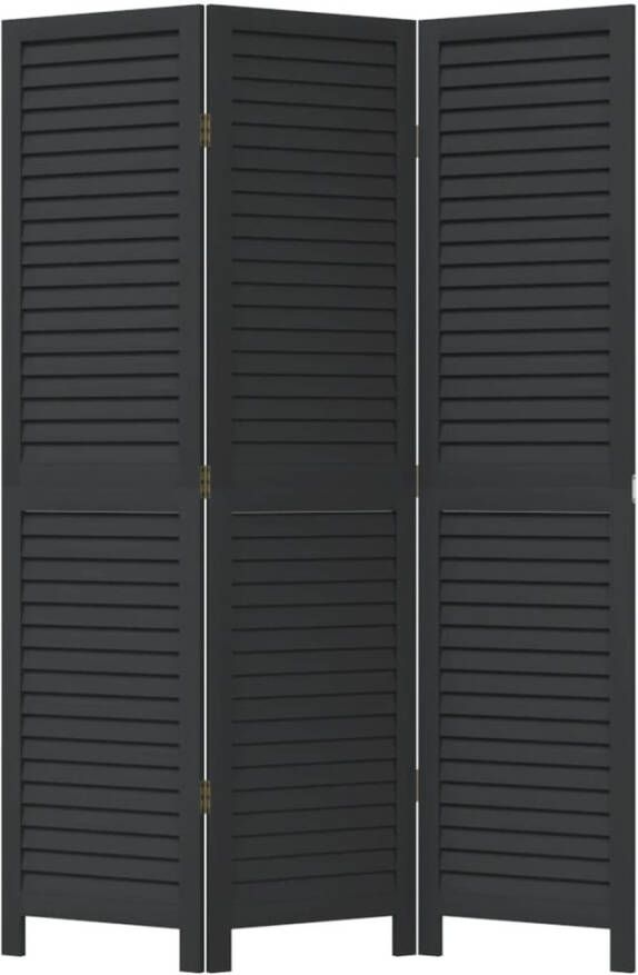VidaXL -Kamerscherm-met-3-panelen-massief-paulowniahout-zwart - Foto 2