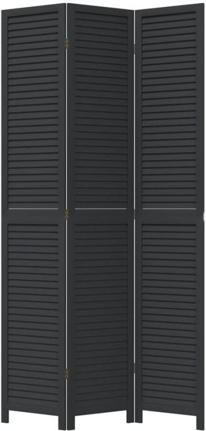 VidaXL -Kamerscherm-met-3-panelen-massief-paulowniahout-zwart - Foto 2
