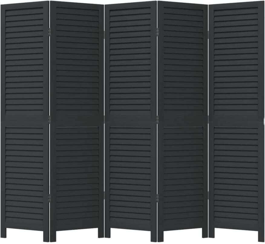 VidaXL -Kamerscherm-met-5-panelen-massief-paulowniahout-zwart - Foto 4