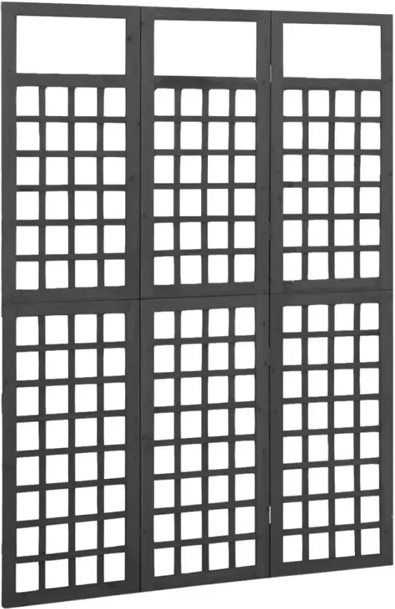 VidaXL -Kamerscherm trellis-met-3-panelen-121x180-cm-vurenhout-zwart - Foto 5