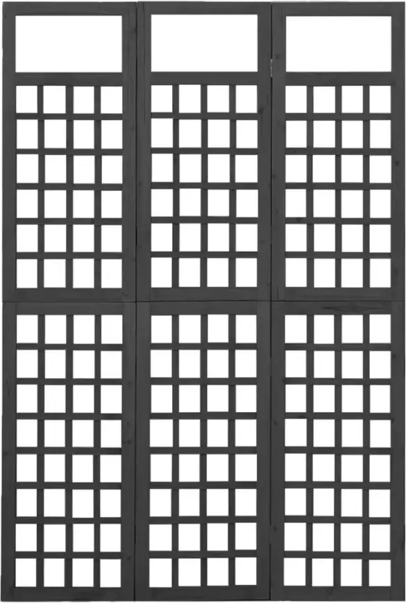 VidaXL -Kamerscherm trellis-met-3-panelen-121x180-cm-vurenhout-zwart - Foto 2