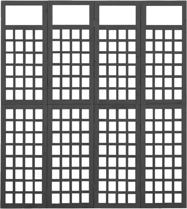 VidaXL -Kamerscherm trellis-met-4-panelen161x180-cm-vurenhout-zwart