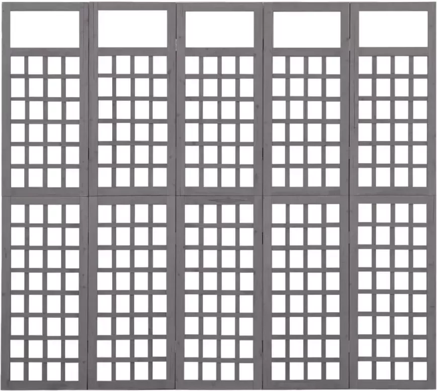 VidaXL -Kamerscherm trellis-met-5-panelen-201 5x180-cm-vurenhout-grijs - Foto 4