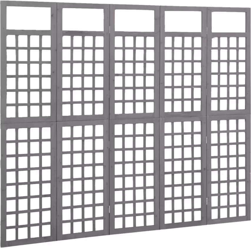 VidaXL -Kamerscherm trellis-met-5-panelen-201 5x180-cm-vurenhout-grijs - Foto 2