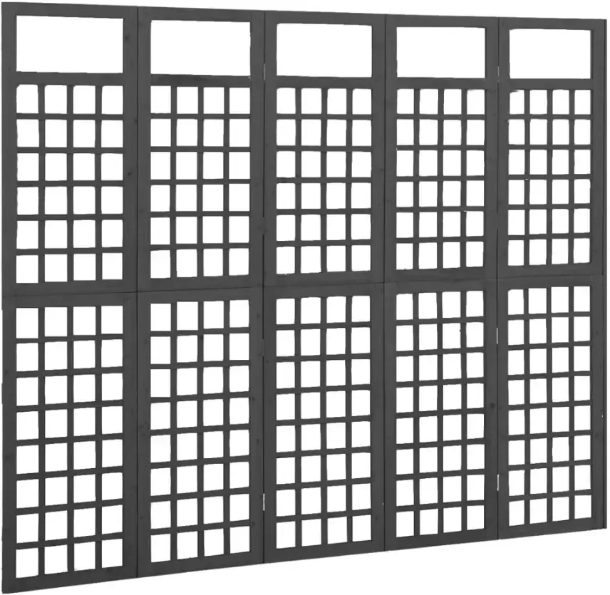 VidaXL -Kamerscherm trellis-met-5-panelen-201 5x180-cm-vurenhout-zwart - Foto 5